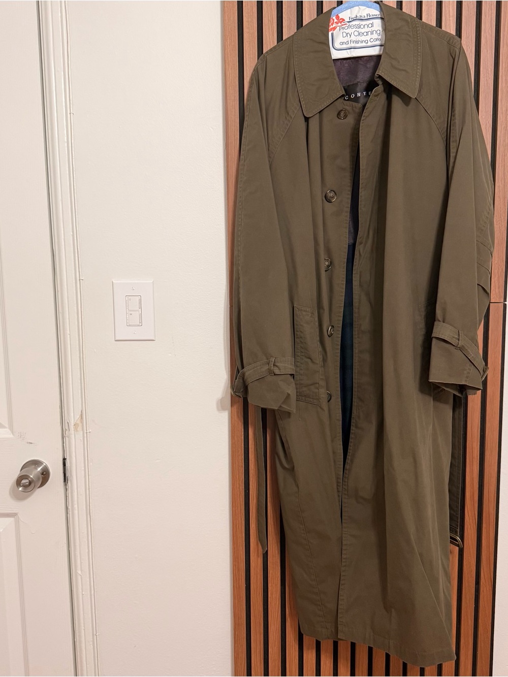 Context Olive Green Long Trench Coat